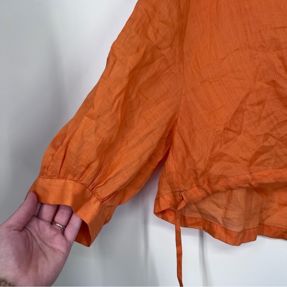 Sandro Orange Evana Side Tie Gathered Hem Crop Top - Picture 3 of 9